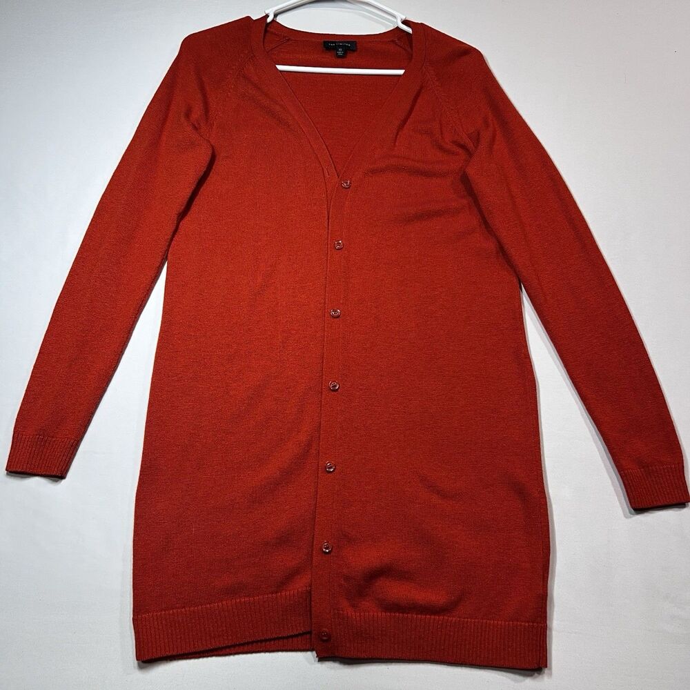 The Limited Long Cardigan Sweater XS Terracotta Wool Blend Knit Duster
